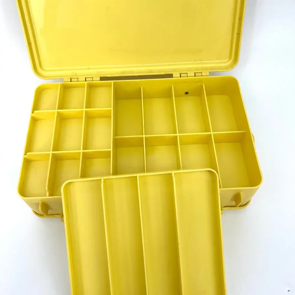 Vintage Caboodles Yellow Double Sided Make Up Accessories Jewelry Storage Case